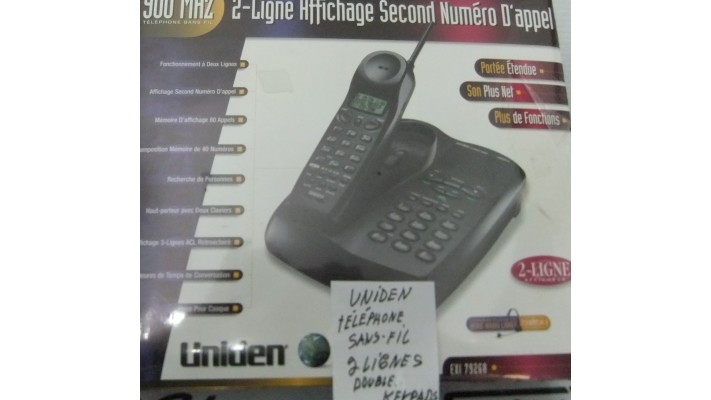 Uniden EXI7926A 2 lines wireless phone with double keypad